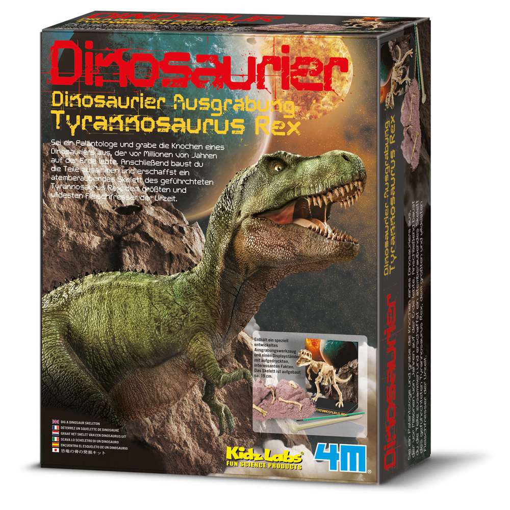 Kidzlab Ausgrabungsset leuchende Knochen Fossilien Dinosaurier T-Rex für Kinder 